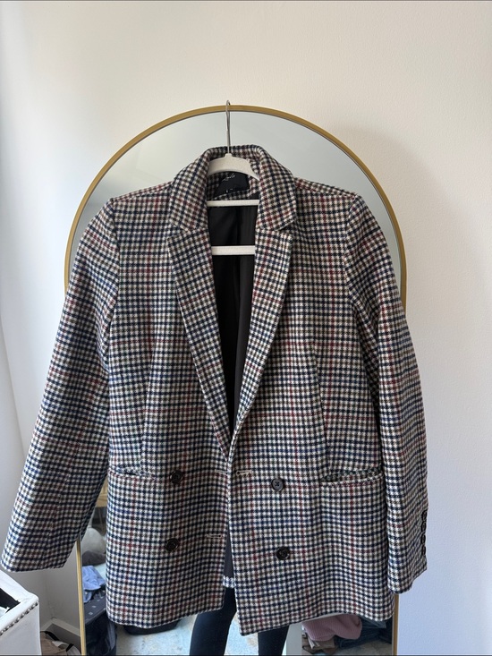 Rails Other - Rails Double-Breasted Houndstooth Blazer in Navy, Brown & Cream